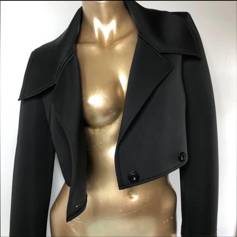 Cropped Black Double Breasted Jacket - image 7